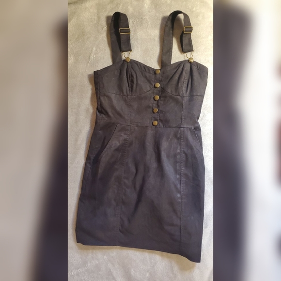 Suede Overall Strap Dress - Picture 2 of 4